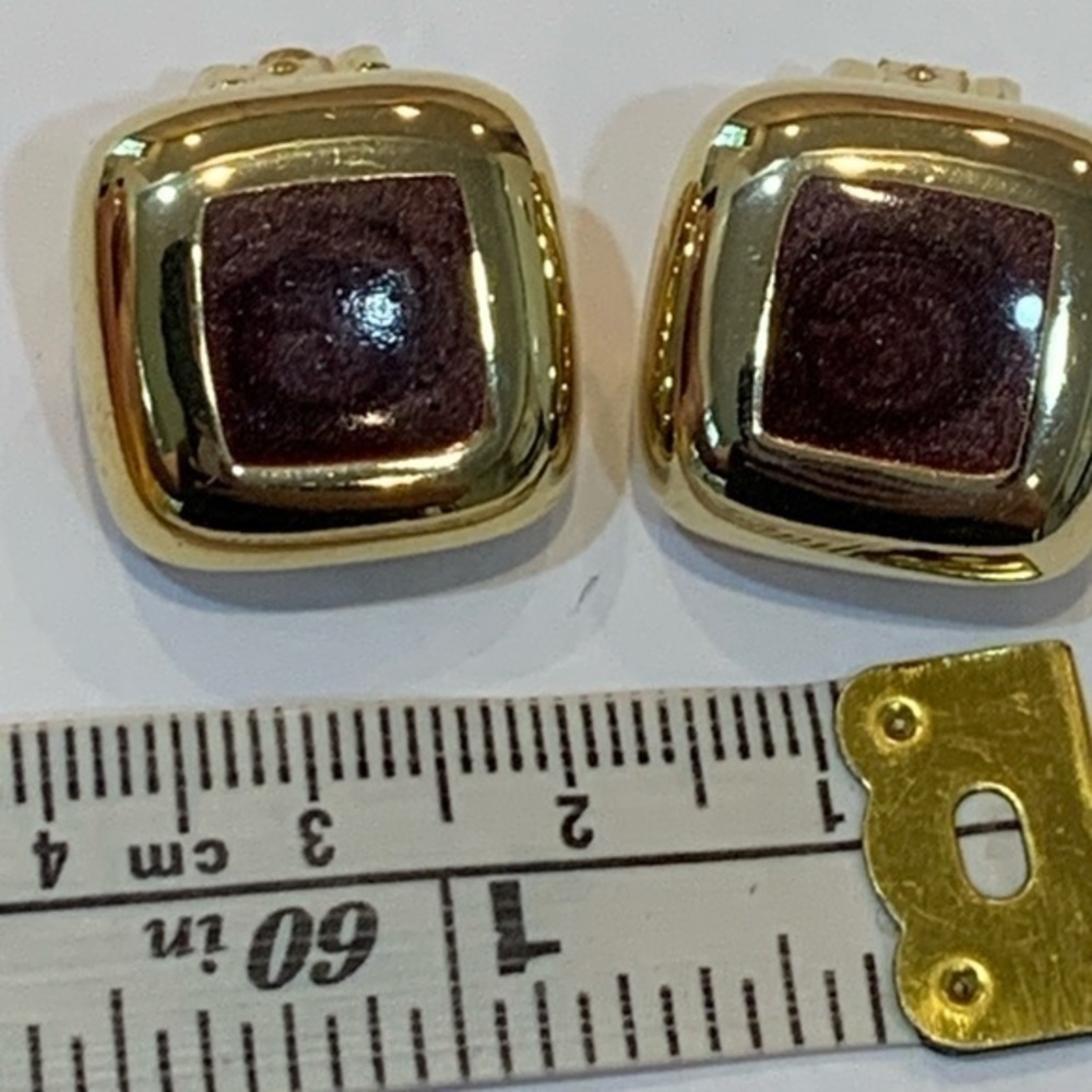 💐5/25 clip on elegant enamel maroon swirl gold - Picture 7 of 8